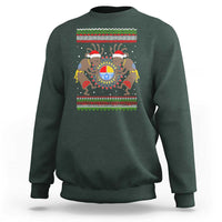 Funny Christmas Native American Sweatshirt Santa Kokopeli Medicine Wheel - Wonder Print Shop