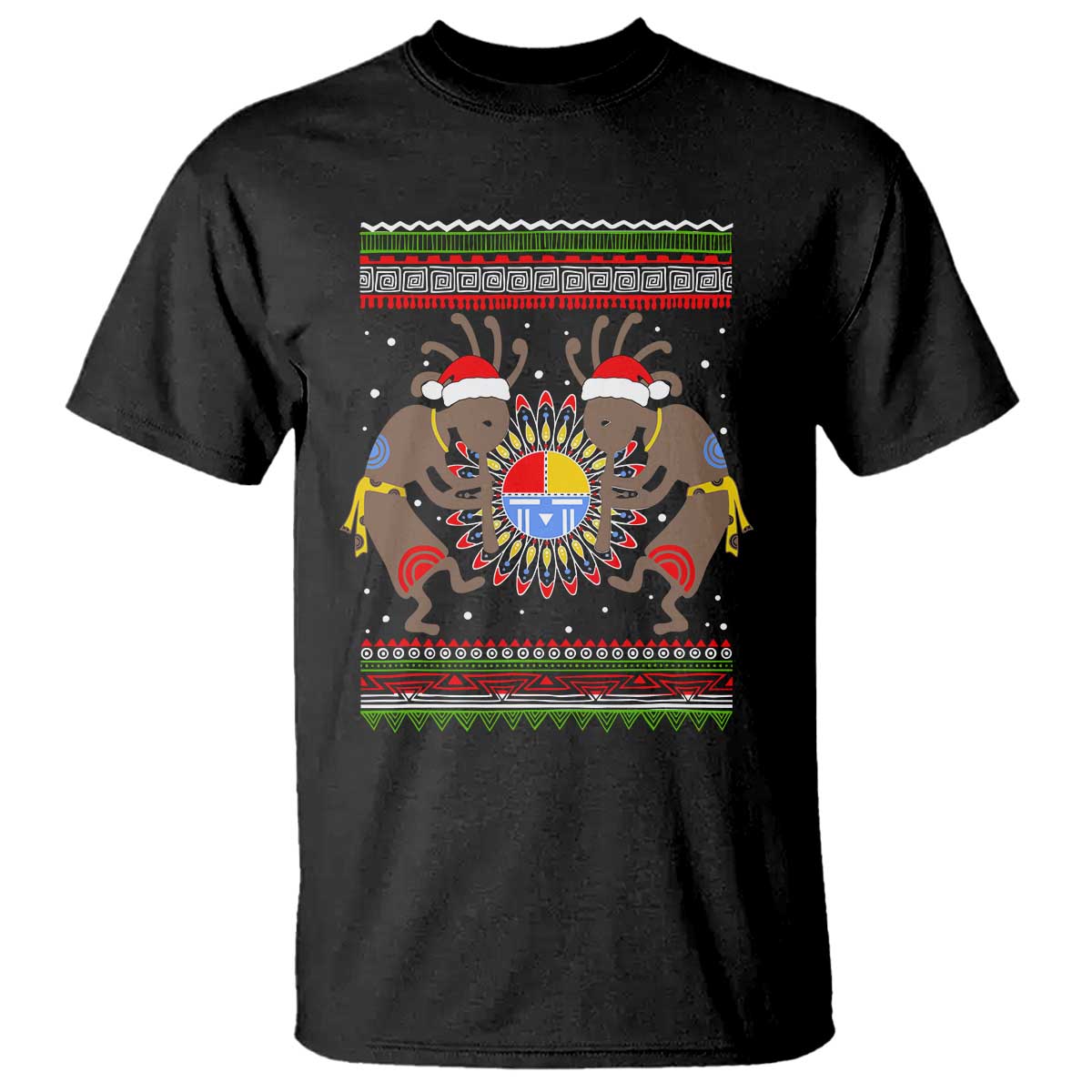 Funny Christmas Native American T Shirt Santa Kokopeli Medicine Wheel - Wonder Print Shop