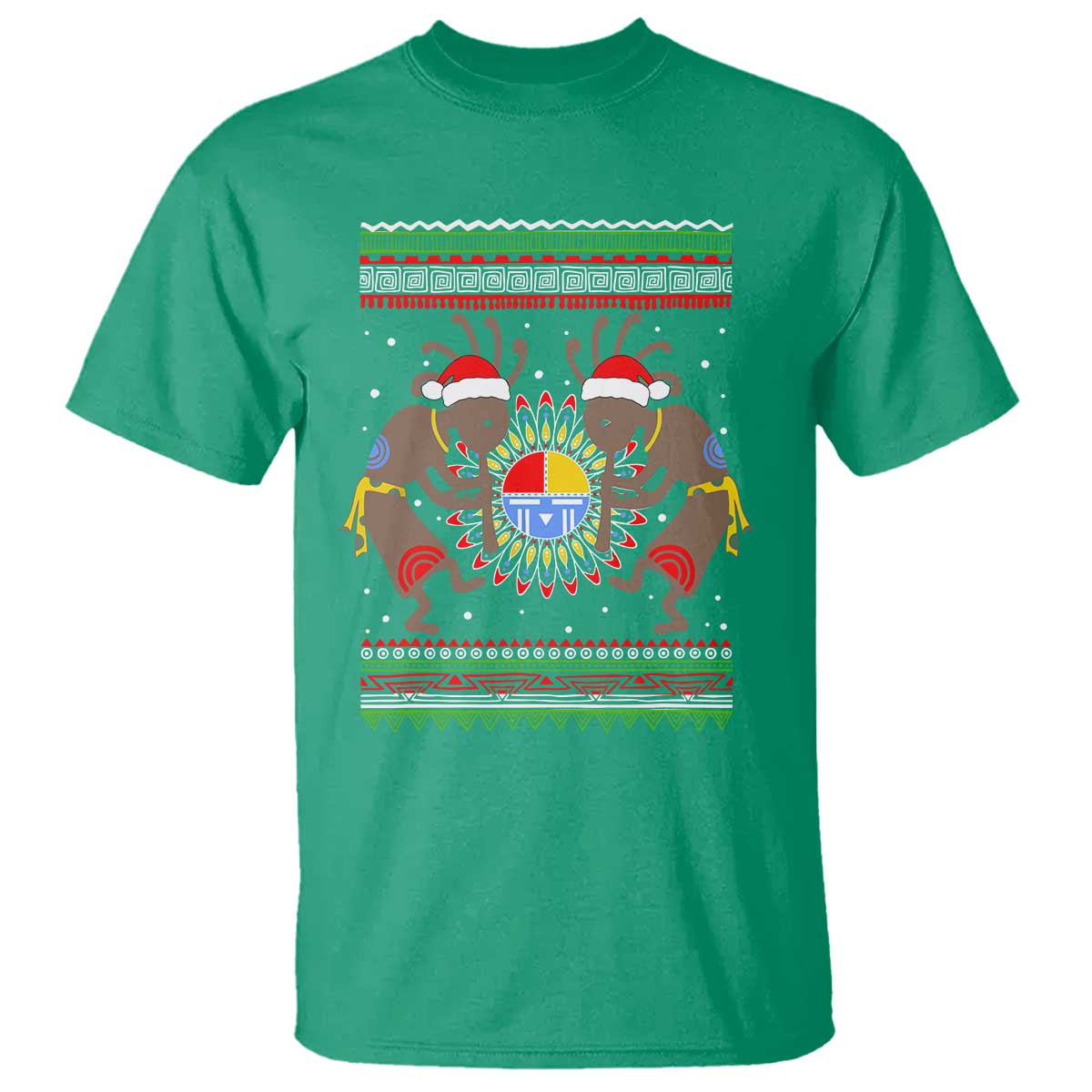 Funny Christmas Native American T Shirt Santa Kokopeli Medicine Wheel - Wonder Print Shop