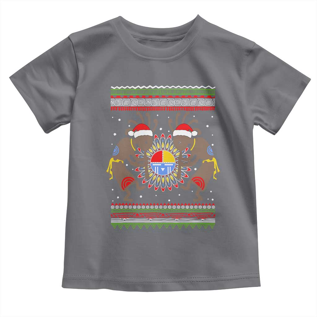 Funny Christmas Native American Toddler T Shirt Santa Kokopeli Medicine Wheel