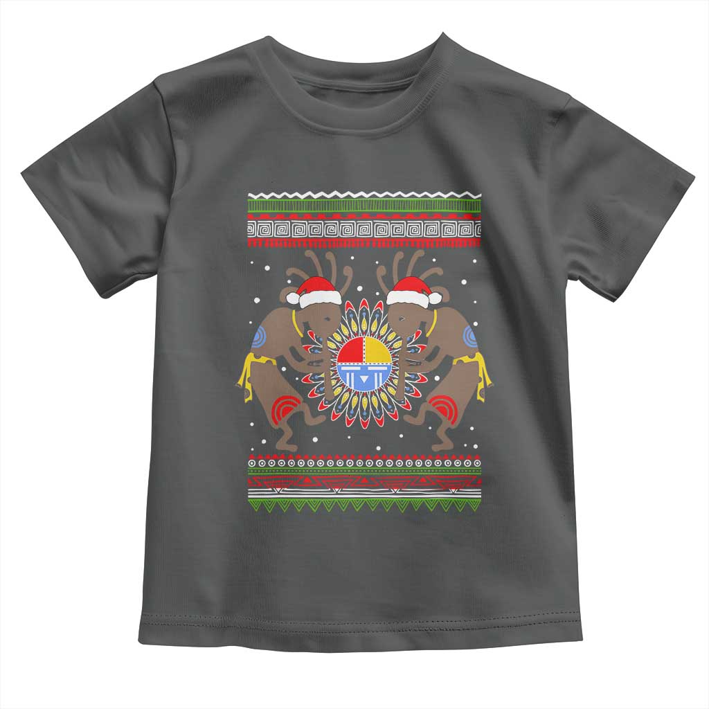 Funny Christmas Native American Toddler T Shirt Santa Kokopeli Medicine Wheel