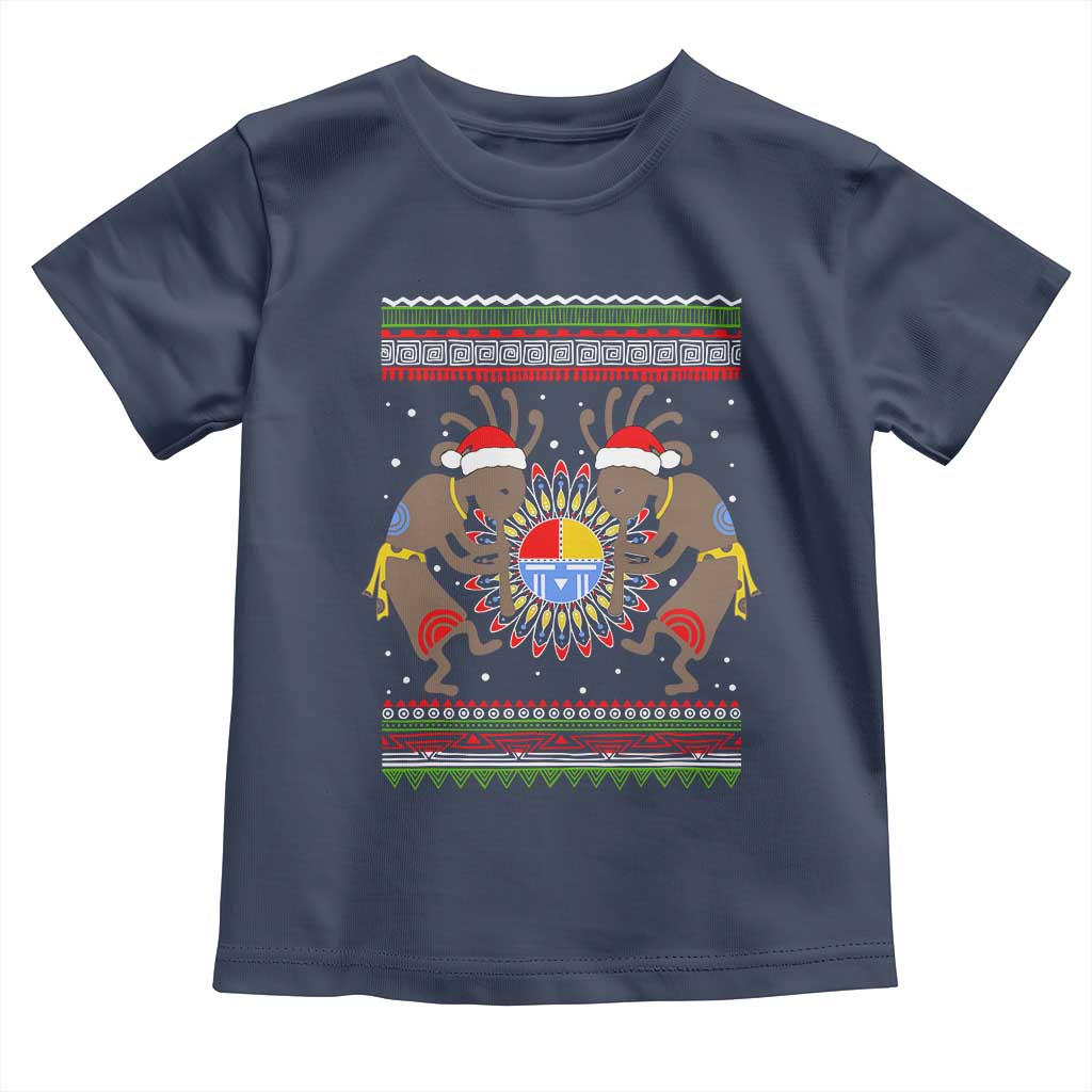 Funny Christmas Native American Toddler T Shirt Santa Kokopeli Medicine Wheel