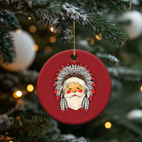 Funny Xmas Native American Indian Santa War Bonnet Christmas Ornament - Wonder Print Shop