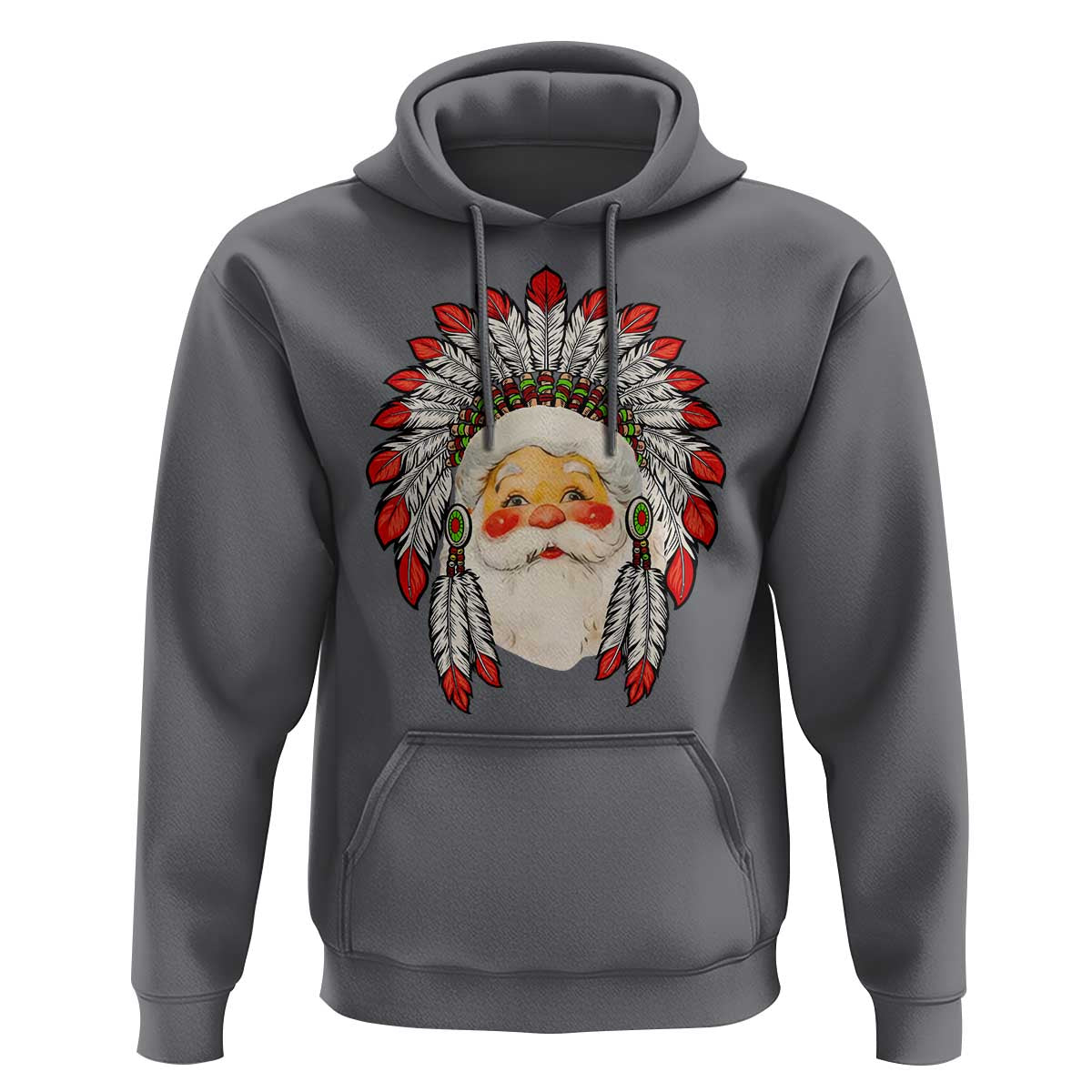 Funny Christmas Native American Indian Santa War Bonnet Hoodie