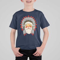 Funny Christmas Native American Indian Santa War Bonnet T Shirt For Kid - Wonder Print Shop