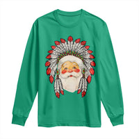 Funny Christmas Native American Indian Santa War Bonnet Long Sleeve Shirt