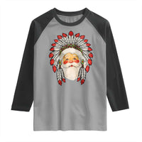 Funny Christmas Native American Indian Santa War Bonnet Raglan Shirt - Wonder Print Shop