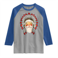 Funny Christmas Native American Indian Santa War Bonnet Raglan Shirt - Wonder Print Shop