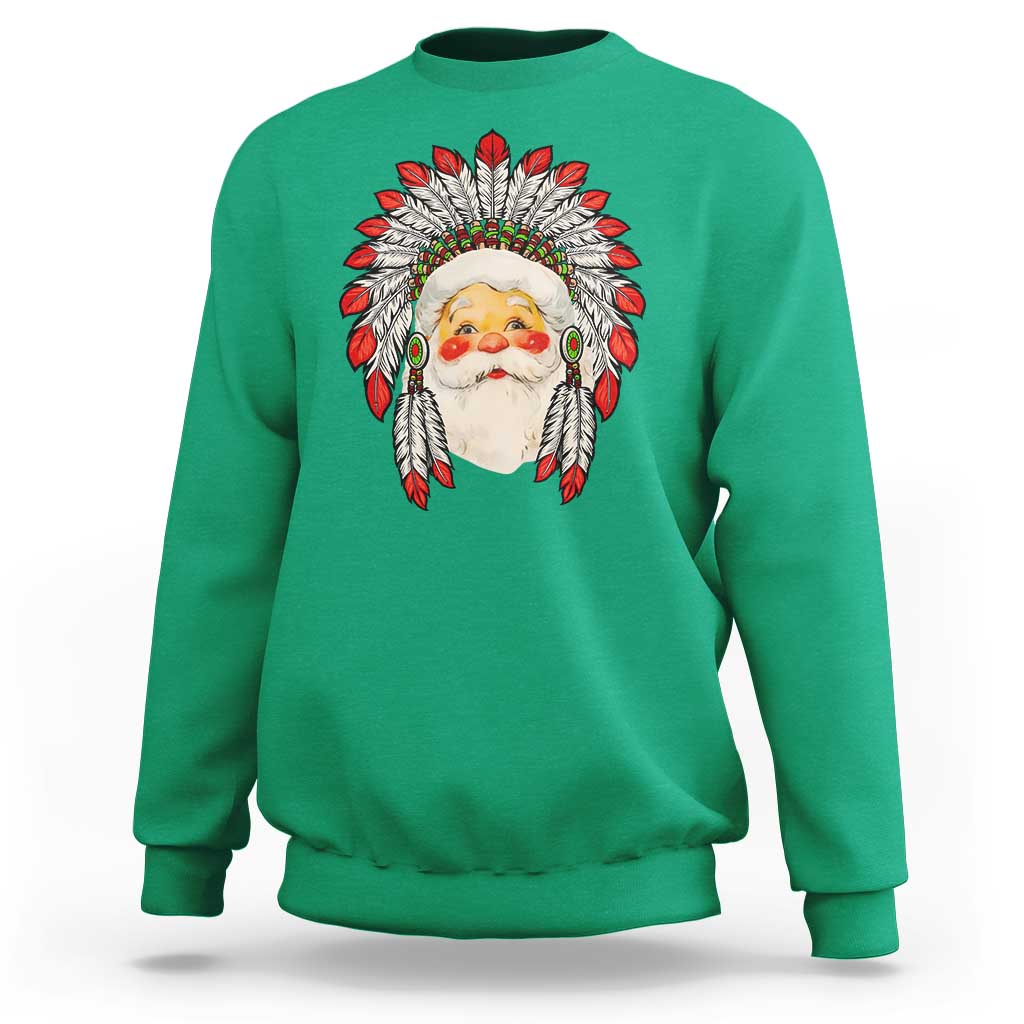 Funny Christmas Native American Indian Santa War Bonnet Sweatshirt - Wonder Print Shop