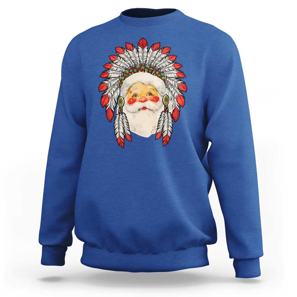 Funny Christmas Native American Indian Santa War Bonnet Sweatshirt - Wonder Print Shop