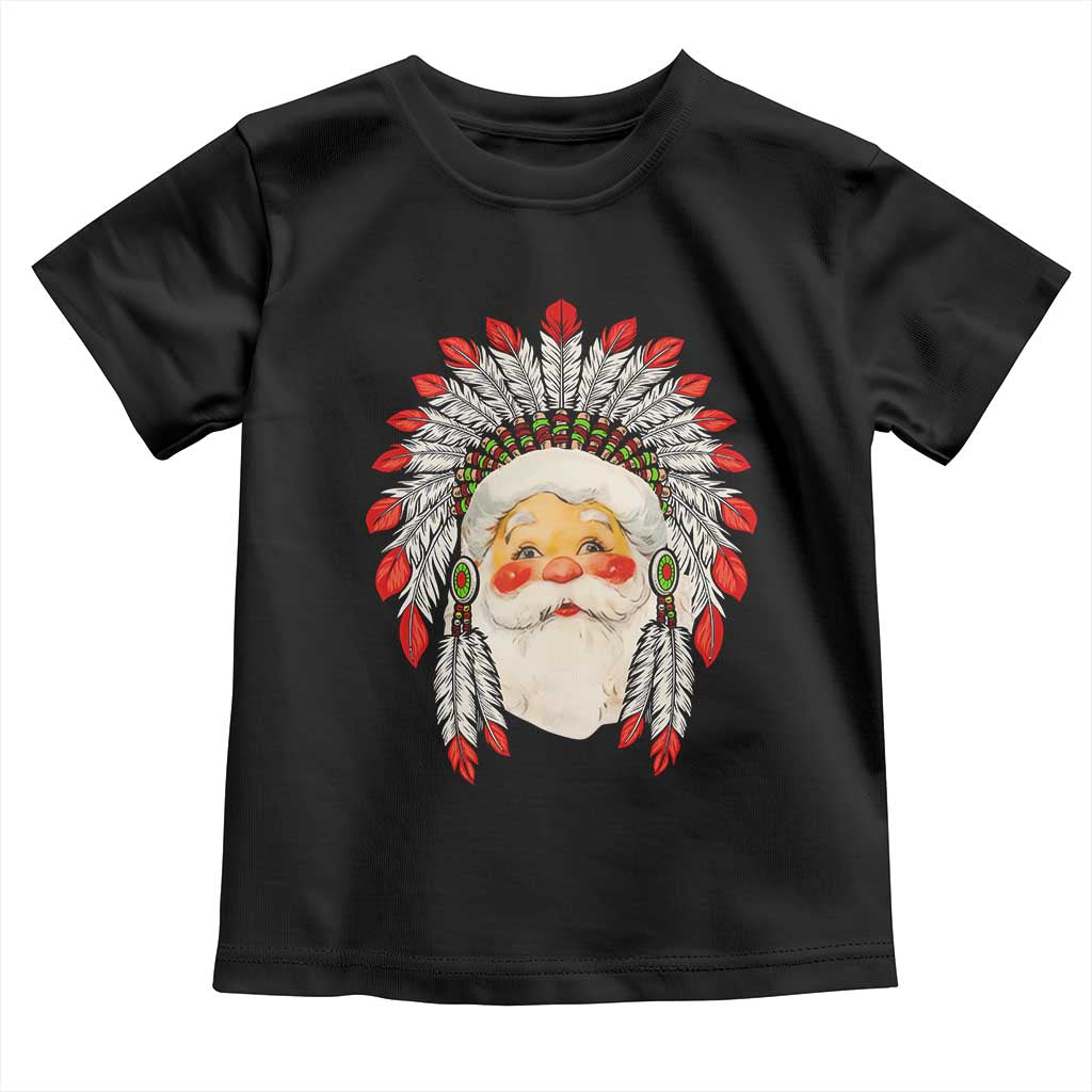 Funny Christmas Native American Indian Santa War Bonnet Toddler T Shirt
