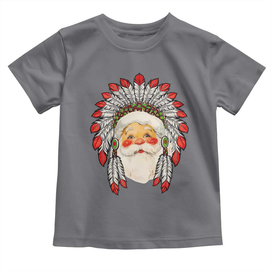 Funny Christmas Native American Indian Santa War Bonnet Toddler T Shirt