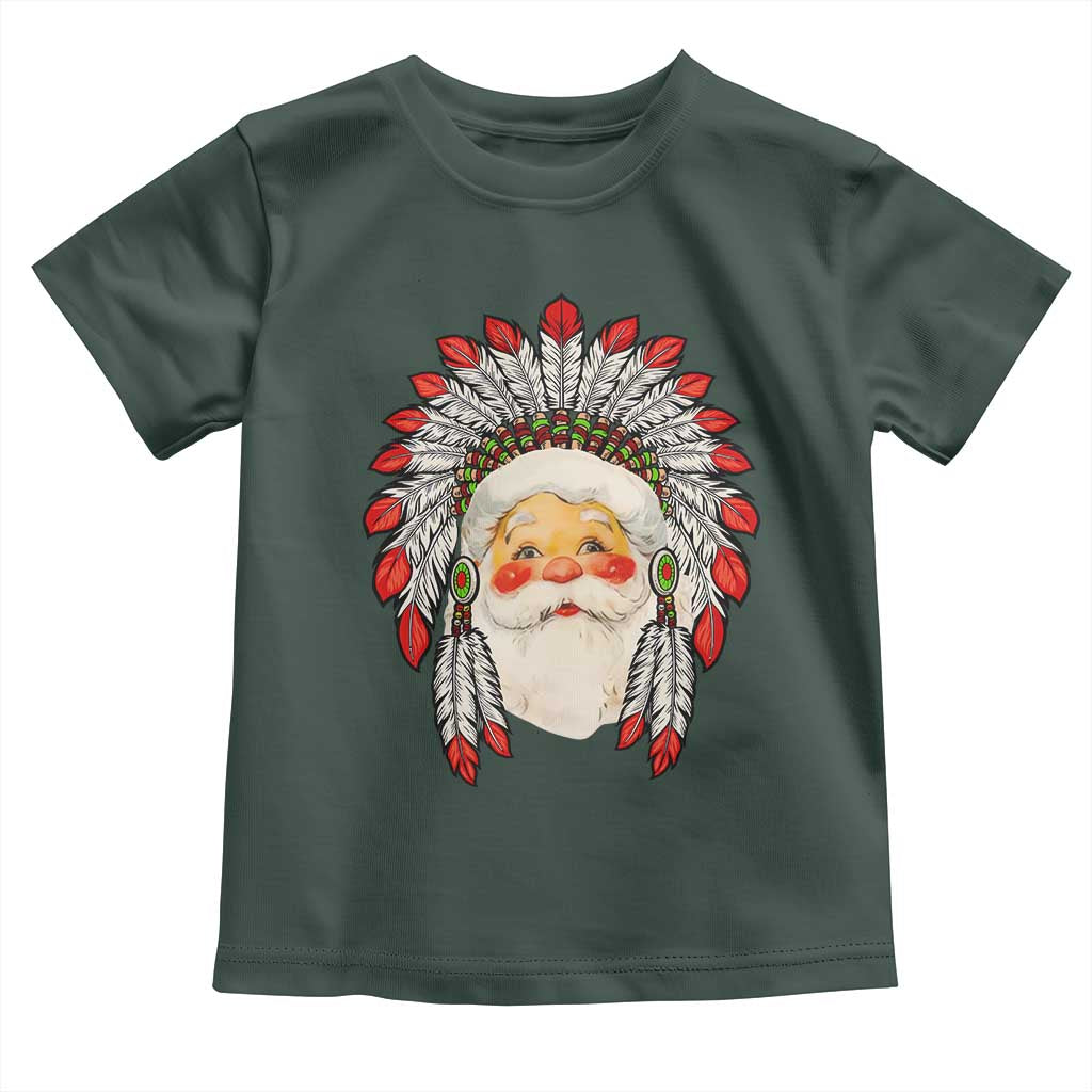 Funny Christmas Native American Indian Santa War Bonnet Toddler T Shirt