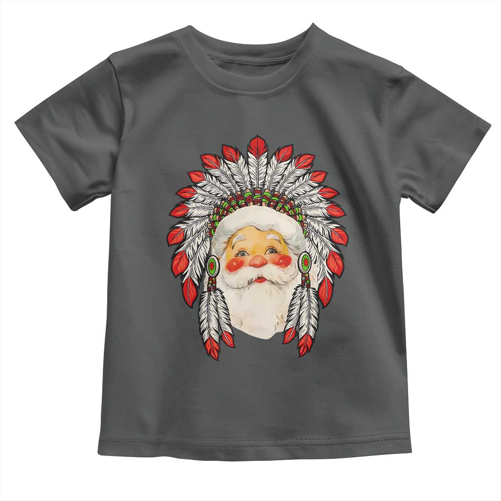 Funny Christmas Native American Indian Santa War Bonnet Toddler T Shirt