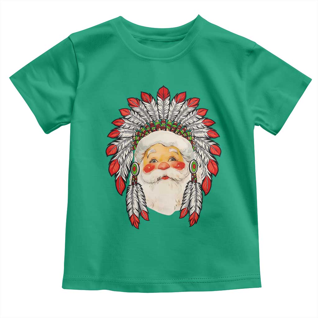 Funny Christmas Native American Indian Santa War Bonnet Toddler T Shirt