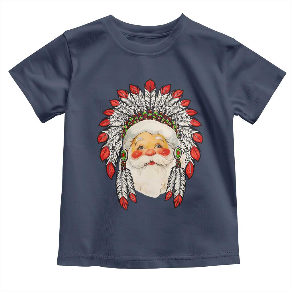 Funny Christmas Native American Indian Santa War Bonnet Toddler T Shirt