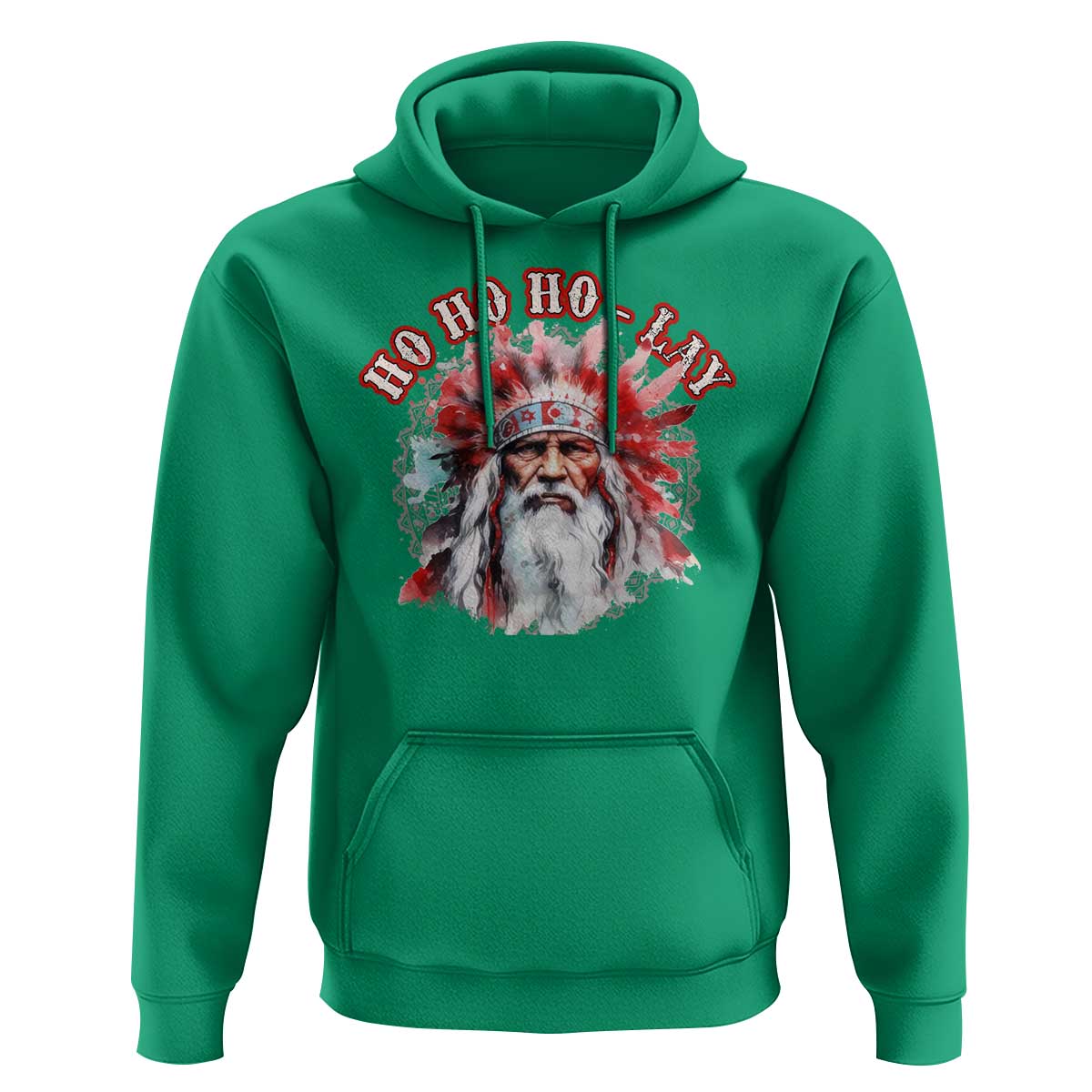Funny Christmas Native American Hoodie Ho Ho Lay War Bonnet Santa Indian Tribes