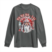 Funny Christmas Native American Long Sleeve Shirt Ho Ho Lay War Bonnet Santa Indian Tribes