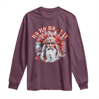 Funny Christmas Native American Long Sleeve Shirt Ho Ho Lay War Bonnet Santa Indian Tribes