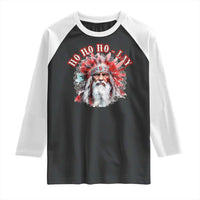 Funny Christmas Native American Raglan Shirt Ho Ho Lay War Bonnet Santa Indian Tribes - Wonder Print Shop