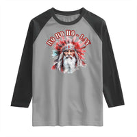 Funny Christmas Native American Raglan Shirt Ho Ho Lay War Bonnet Santa Indian Tribes - Wonder Print Shop