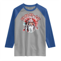 Funny Christmas Native American Raglan Shirt Ho Ho Lay War Bonnet Santa Indian Tribes - Wonder Print Shop