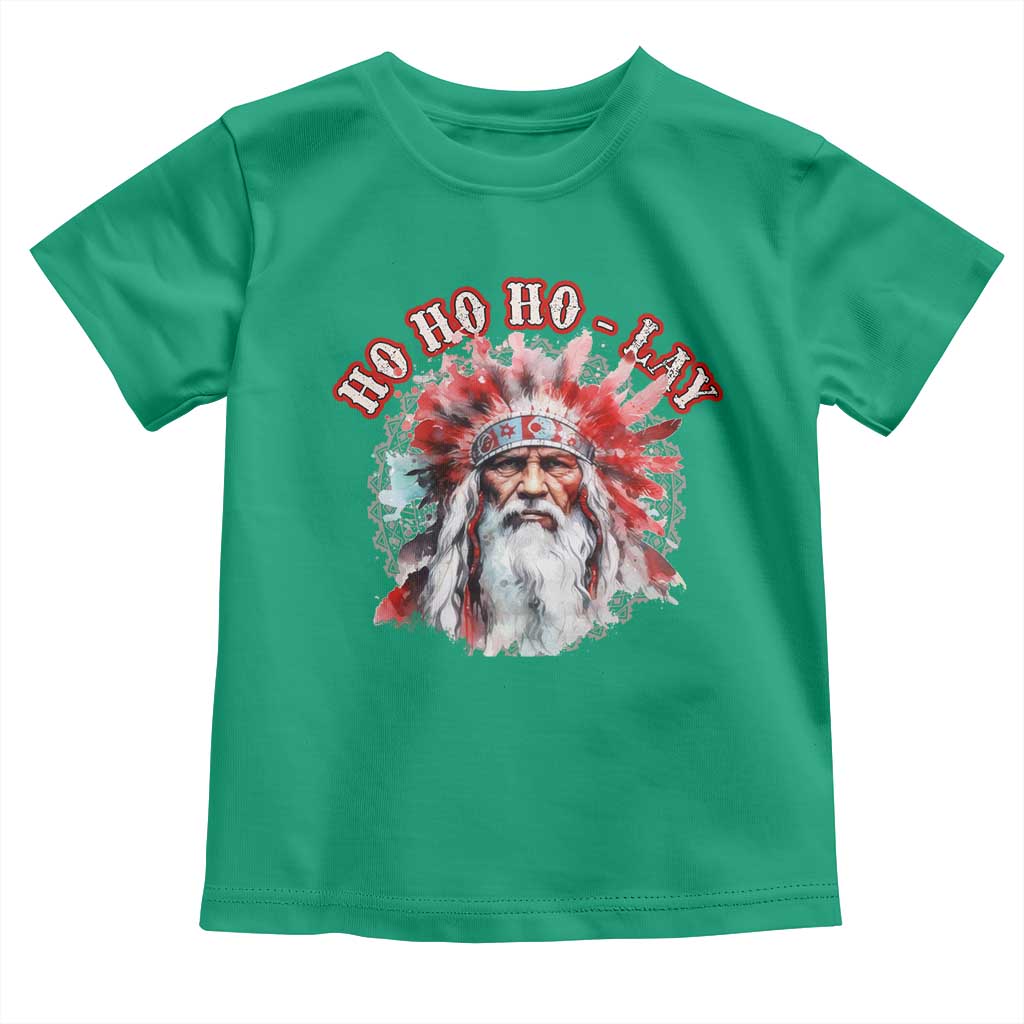 Funny Christmas Native American Toddler T Shirt Ho Ho Lay War Bonnet Santa Indian Tribes