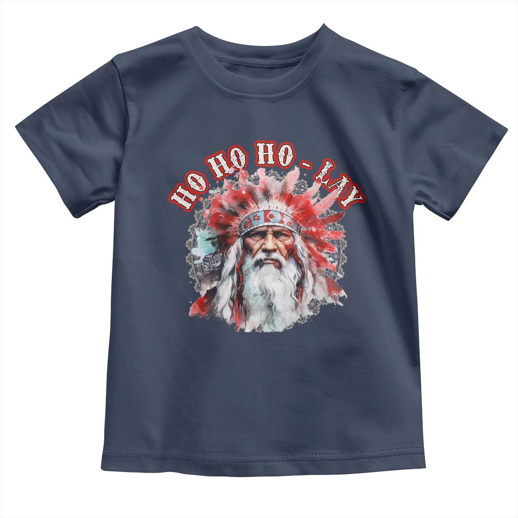 Funny Christmas Native American Toddler T Shirt Ho Ho Lay War Bonnet Santa Indian Tribes