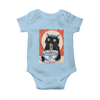 Funny Hanukkah Black Cat Eating Noodle Baby Onesie