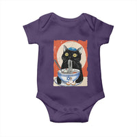 Funny Hanukkah Black Cat Eating Noodle Baby Onesie