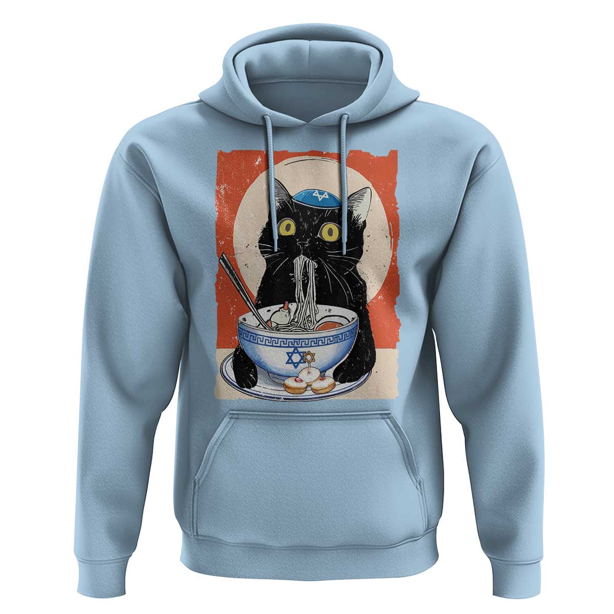 Funny Hanukkah Black Cat Chinese Noodle Hoodie