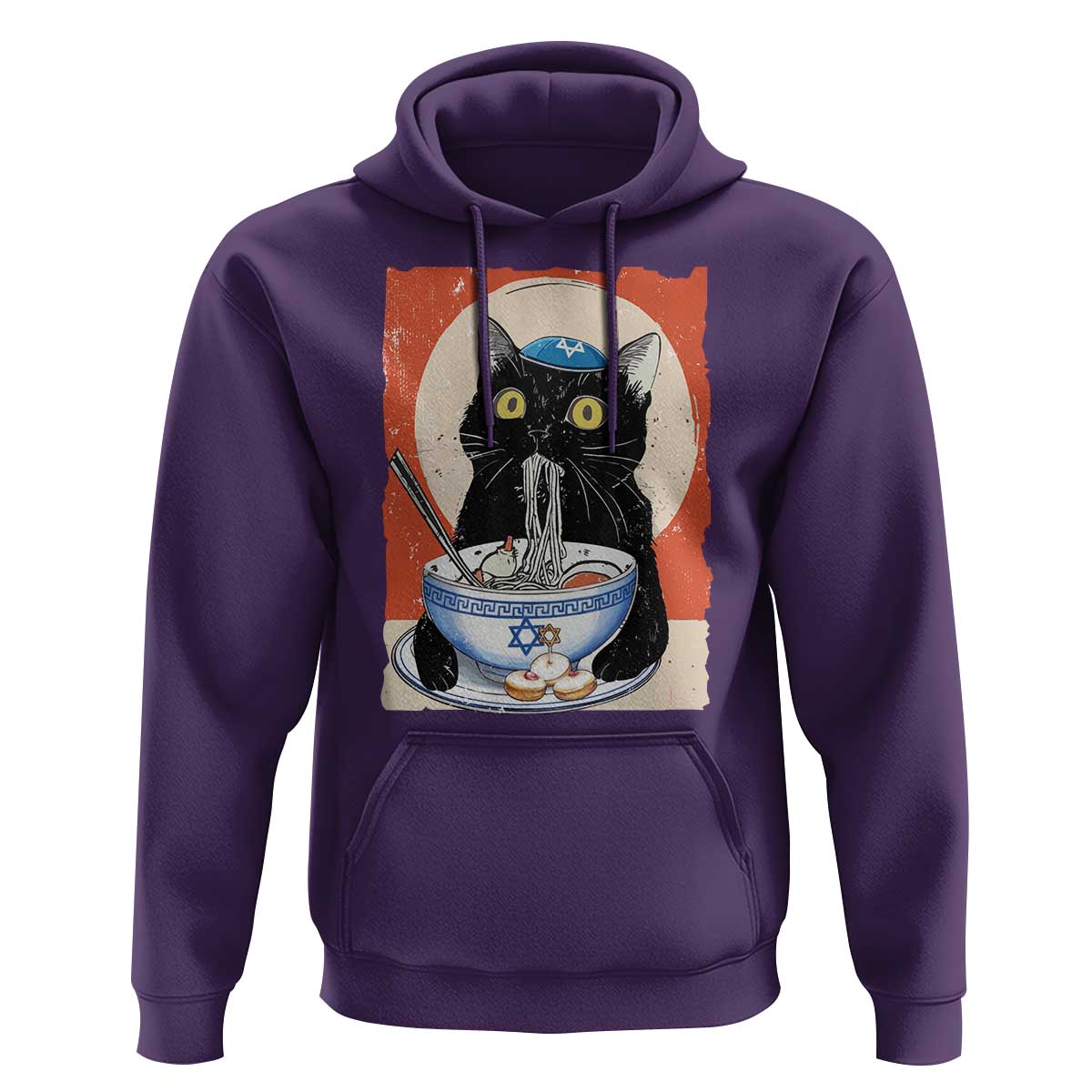 Funny Hanukkah Black Cat Chinese Noodle Hoodie
