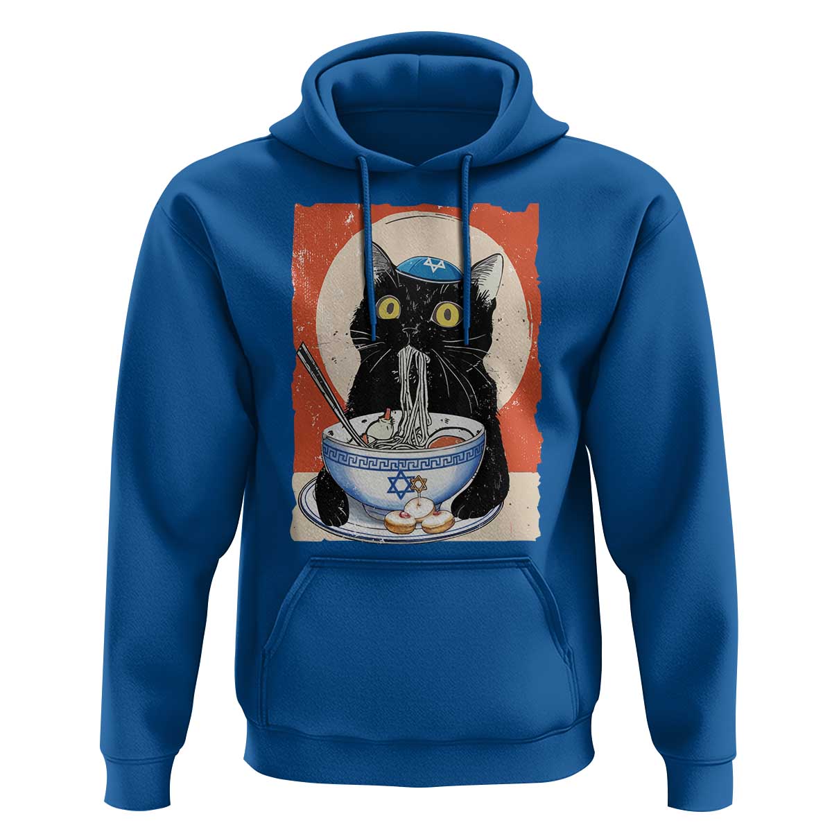 Funny Hanukkah Black Cat Chinese Noodle Hoodie