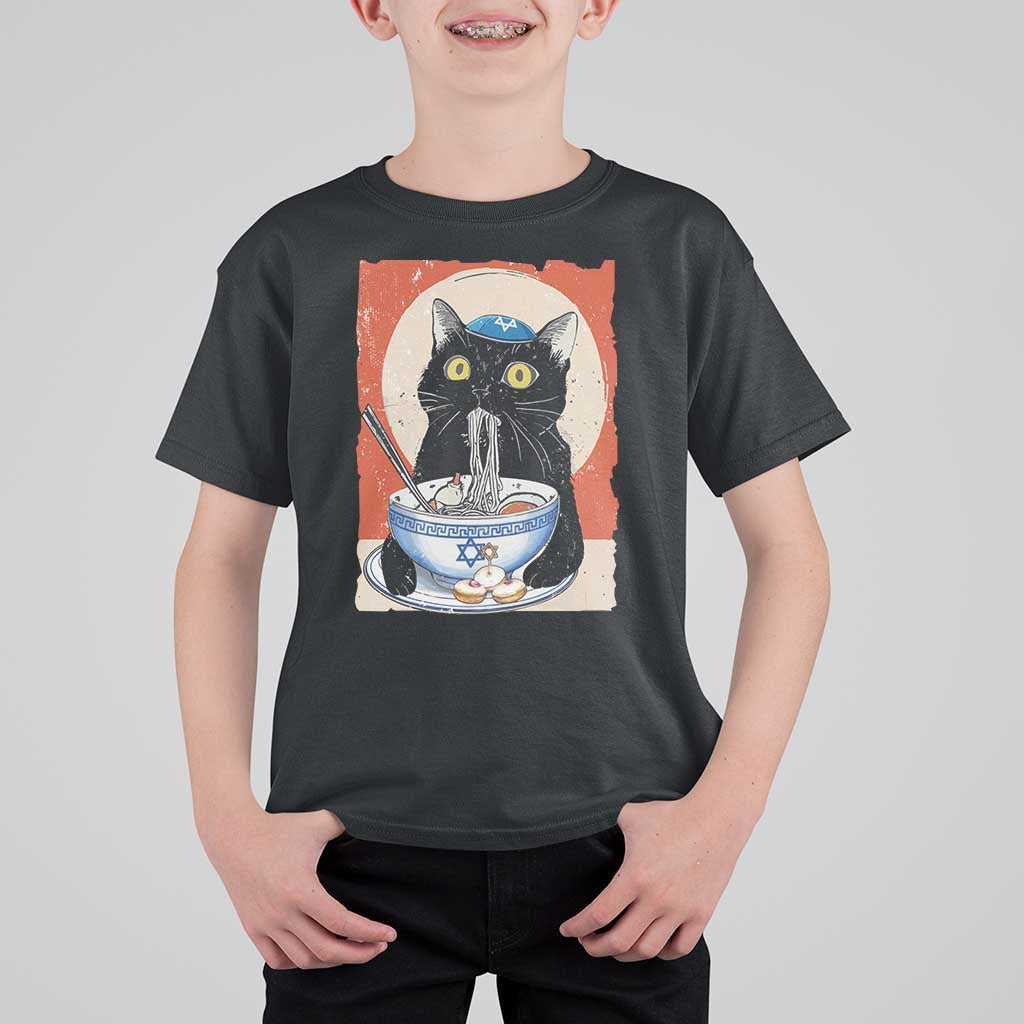 Funny Hanukkah Black Cat Chinese Noodle T Shirt For Kid - Wonder Print Shop