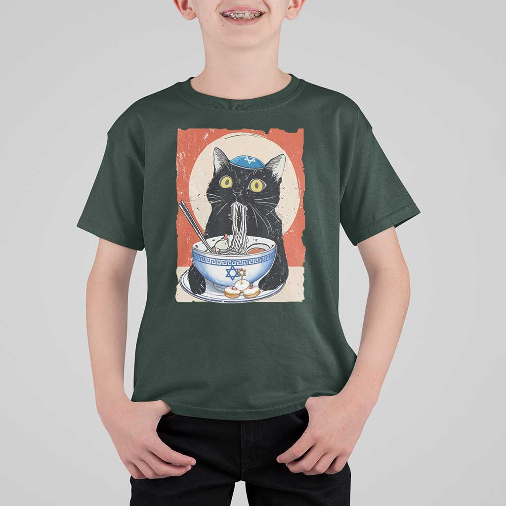 Funny Hanukkah Black Cat Chinese Noodle T Shirt For Kid - Wonder Print Shop