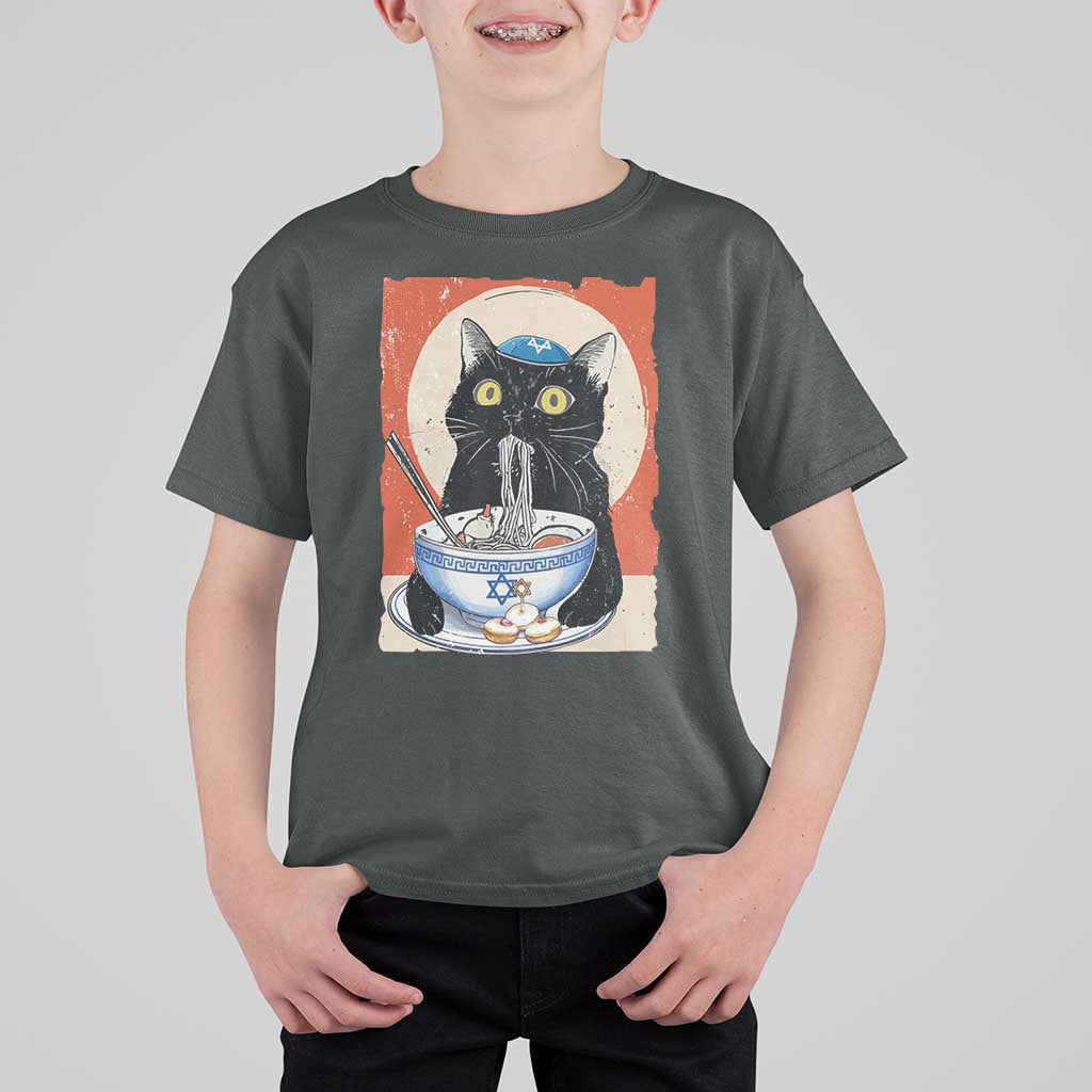 Funny Hanukkah Black Cat Chinese Noodle T Shirt For Kid - Wonder Print Shop