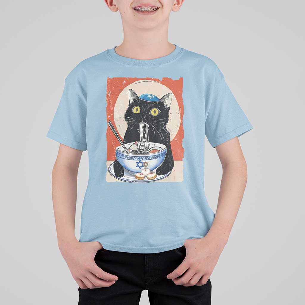 Funny Hanukkah Black Cat Chinese Noodle T Shirt For Kid - Wonder Print Shop
