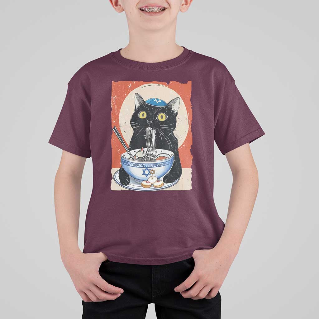 Funny Hanukkah Black Cat Chinese Noodle T Shirt For Kid - Wonder Print Shop