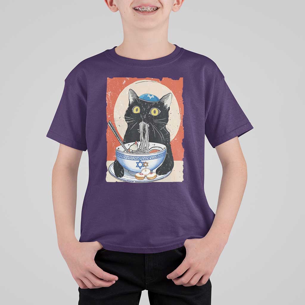 Funny Hanukkah Black Cat Chinese Noodle T Shirt For Kid - Wonder Print Shop