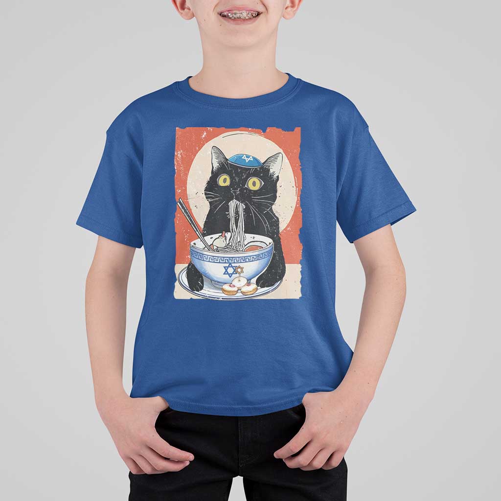 Funny Hanukkah Black Cat Chinese Noodle T Shirt For Kid - Wonder Print Shop
