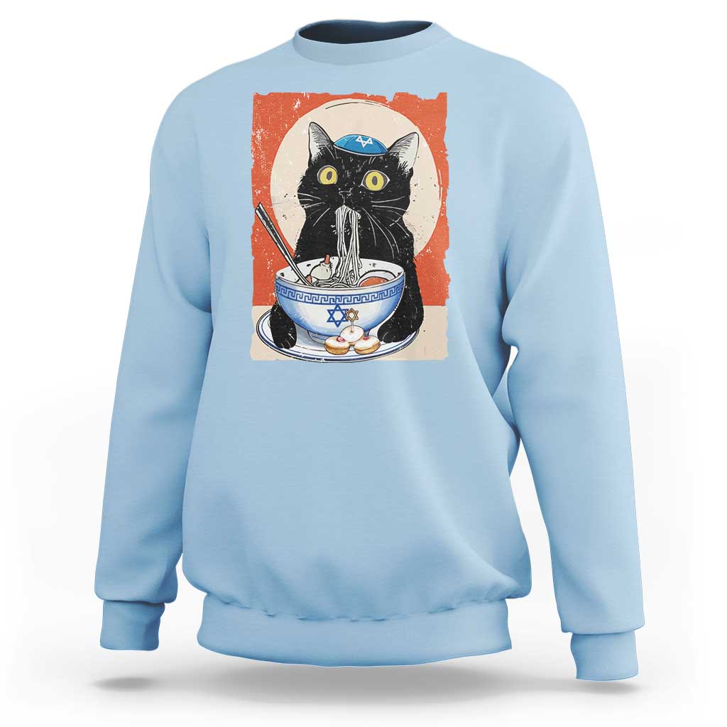 Funny Hanukkah Black Cat Chinese Noodle Sweatshirt - Wonder Print Shop