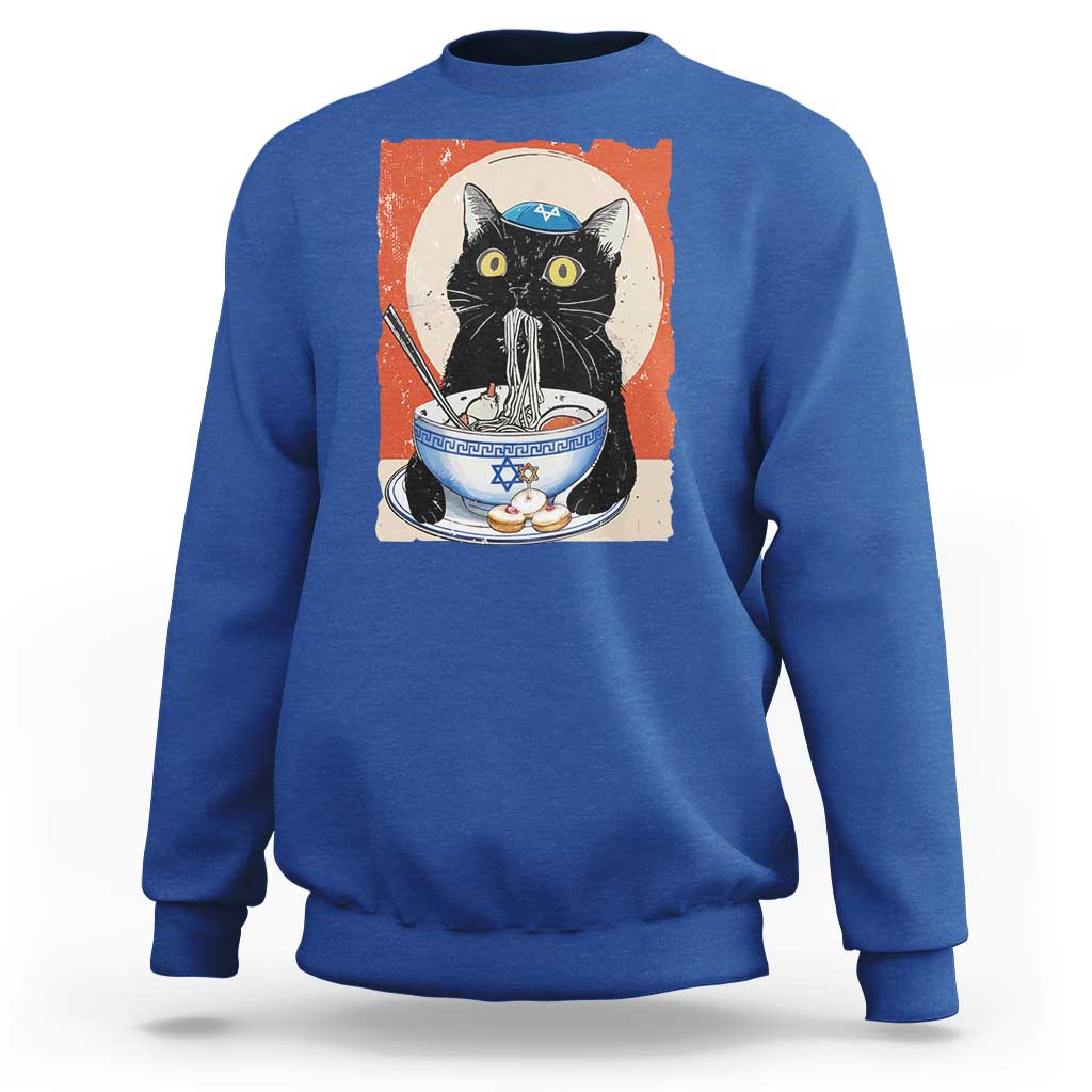 Funny Hanukkah Black Cat Chinese Noodle Sweatshirt - Wonder Print Shop