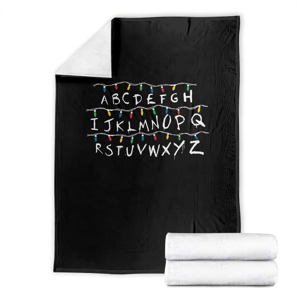 Funny Stranger Christmas Throw Blanket Alphabet Xmas Lights Movie - Wonder Print Shop