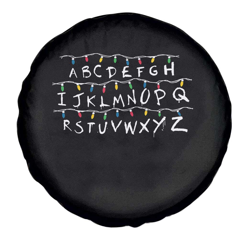 Funny Stranger Christmas Spare Tire Cover Alphabet Xmas Lights Movie - Wonder Print Shop