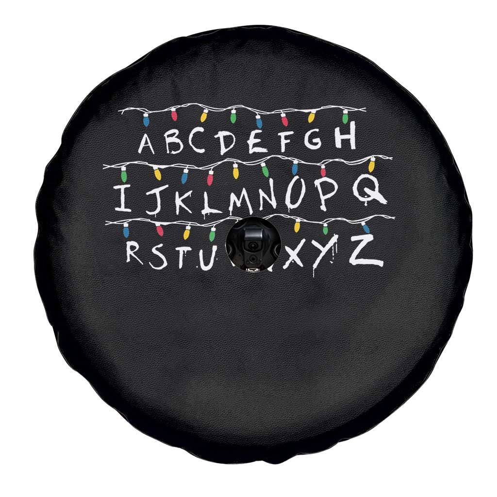 Funny Stranger Christmas Spare Tire Cover Alphabet Xmas Lights Movie - Wonder Print Shop