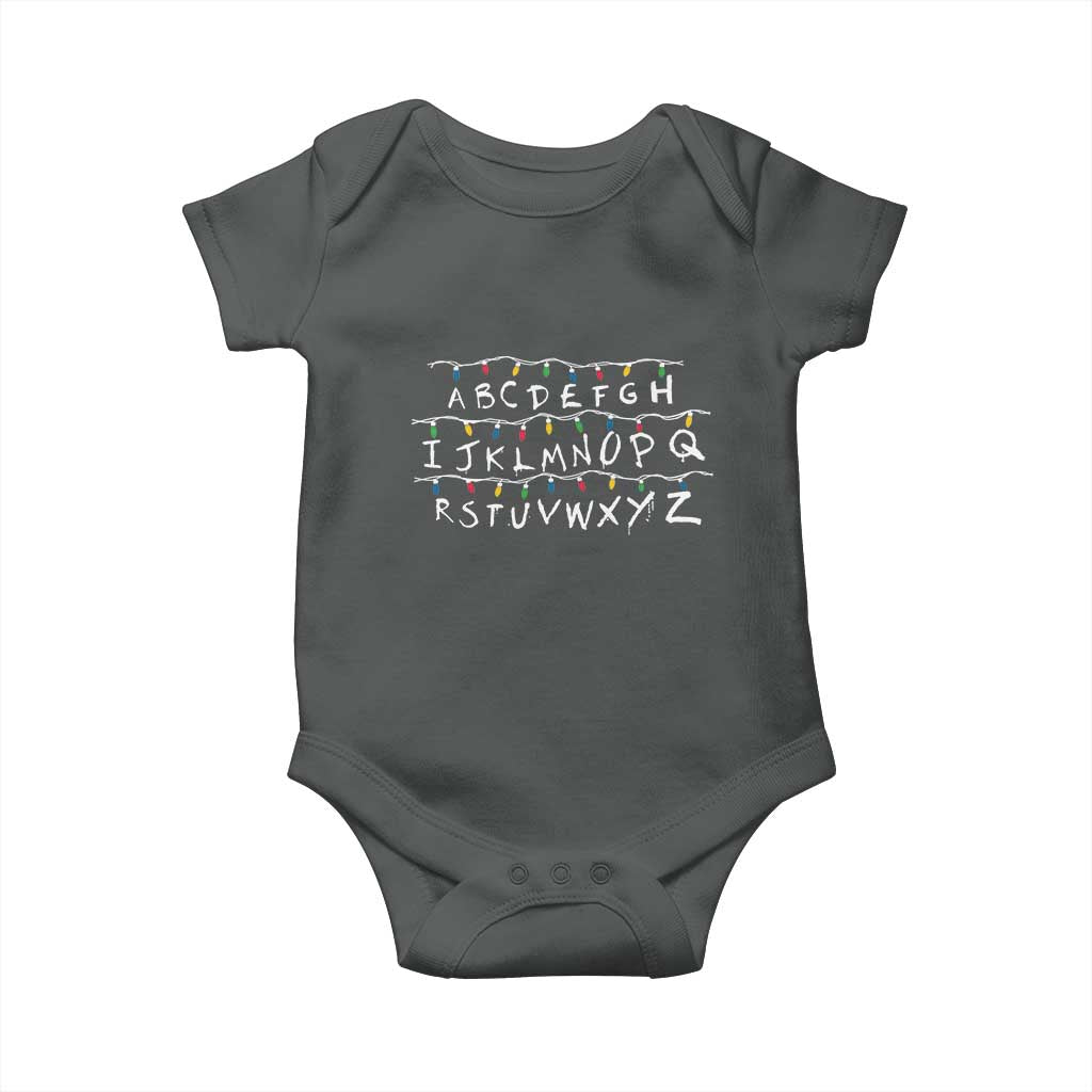 Funny Stranger Christmas Baby Onesie Alphabet Xmas Lights Movie - Wonder Print Shop