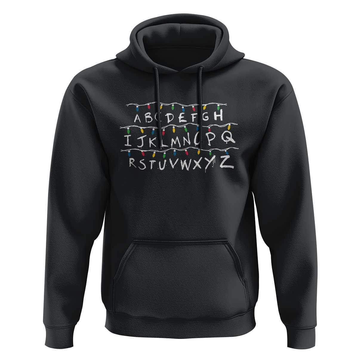 Funny Stranger Christmas Hoodie Alphabet Xmas Lights Movie - Wonder Print Shop