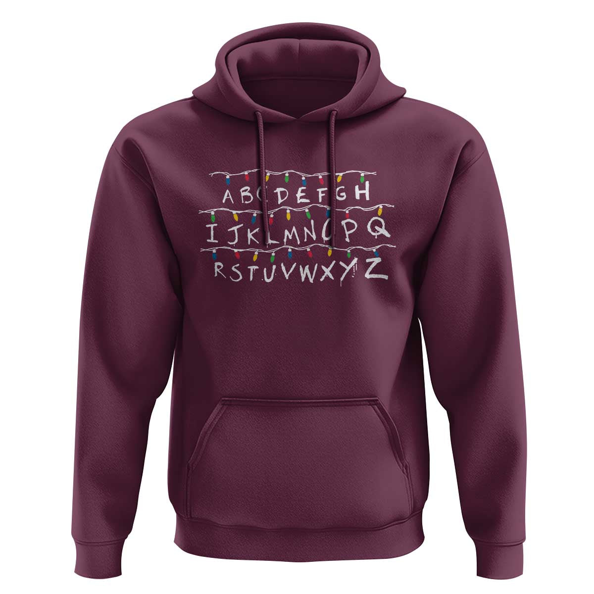 Funny Stranger Christmas Hoodie Alphabet Xmas Lights Movie - Wonder Print Shop