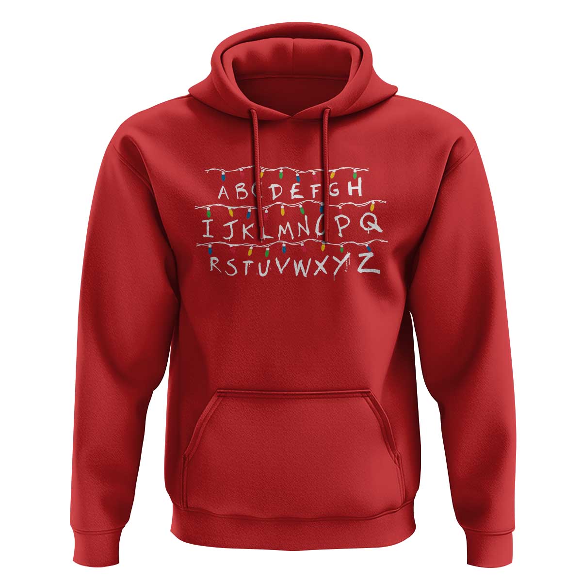 Funny Stranger Christmas Hoodie Alphabet Xmas Lights Movie - Wonder Print Shop