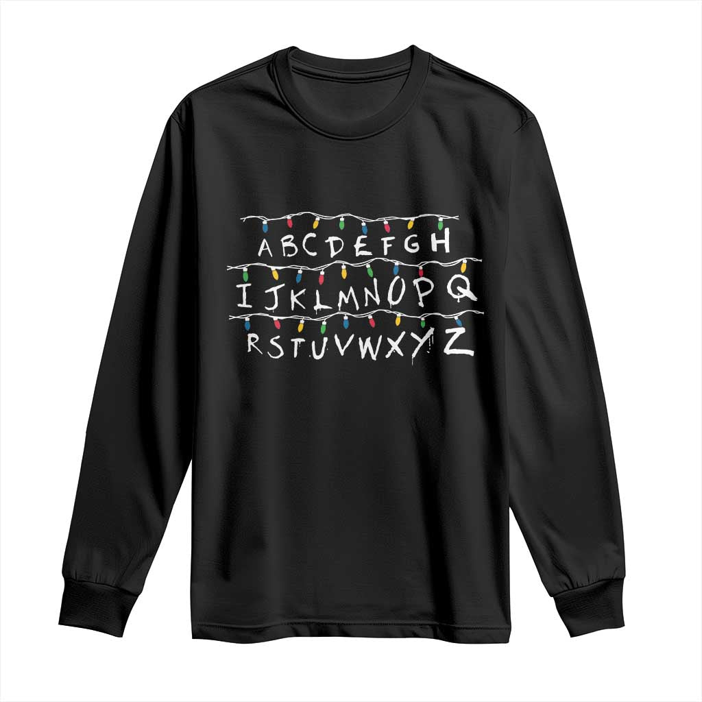 Funny Stranger Christmas Long Sleeve Shirt Alphabet Xmas Lights Movie - Wonder Print Shop